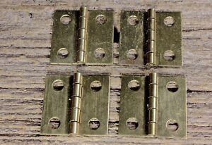 4 Old Door Little Hinges Solid Brass 1 X 1 Jewelry Small Box Vintage Butts