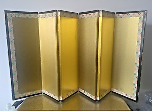 13 T Nos Miniature Folding Screen Japan Panel Byobu Furniture Vtg Gold Lacquer