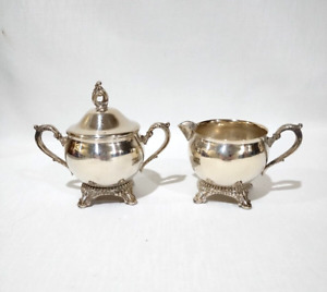 Vintage Fb Rogers Silver Co Footed Sugar Bowl With Lid And Creamer Set