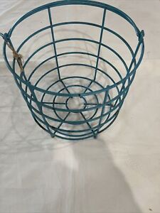 Vintage Egg Apple Farmhouse Basket Blue Coated Metal Wire Gathering Rustic Decor