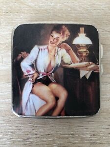 Antique Silver Enamel Erotic Erotica Cigarette Case