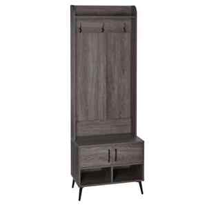 Riverridge Home Hall Tree 23 63 Wx66 88 H Weathered Wood W Bench Hooks Cubbies