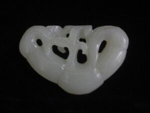 Rare Old Chinese Hand Carving Lotus Root Natural Nephrite Jade Pendant