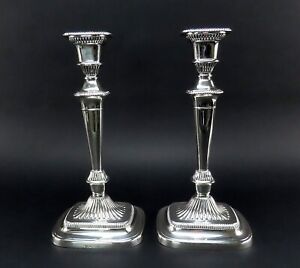Handsome 1950 Ellis Co English Sterling Silver Table Candlesticks 12 1 4 In