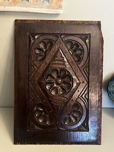 Very Old Antique Reclaimed Carved Wood Panel Rare Collectors Plaque Wall Art