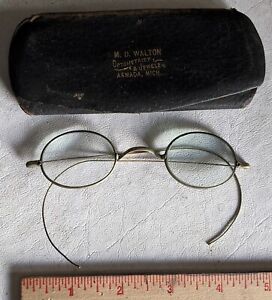 Antique B P A Brass Frame Wire Eye Glasses Late 1800 S Early 1900 S W Case