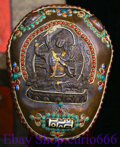 6 Old Tibetan Color Painting Buddhism Wenshu Manjushri Buddha Kapala Bowl