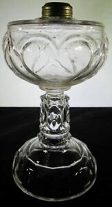 Antique Clear Eapg Glass Kerosene Oil Stand Lamp Heart Font Base