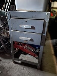 Vintage Medical 2 Drawer Mechanics Edsal Table Industrial Stand Mcm Cabinet