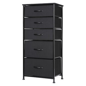 Dresser For Bedroom Fabric Vertical Storage Tower Chest Organizer Unit 5 Drawers