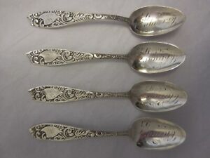 Set Of 4 Wallace Bessie 1894 Chicago 93 Sterling Silver Souvenir Spoon R 