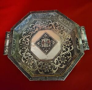 Indian Silver Octagon Round Tray