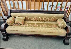 Antique 1800s Double Empire Sofa Couch Flame Mahogany 83 Rare Spectacular 