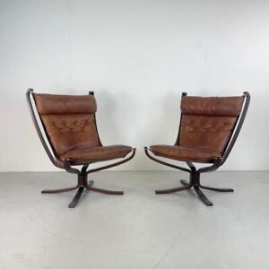 Danish Pair Of Falcon Chairs Sigurd Resell Ressell 60s 70s Midcentury Brown 4204