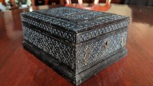 Antique Ebony Anglo Indian Box With Concealed Mirror Mid 19th Century