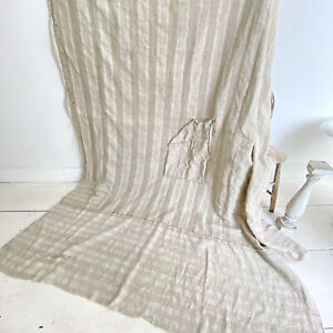 70x85 Distressed Privative Antique Washed Linen Khaki French Ticking Material P