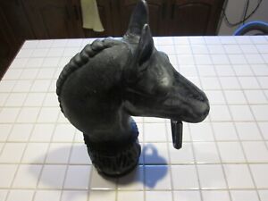 Cast Aluminum Black Victorian Style Hitching Post Horse Head Topper Weathered