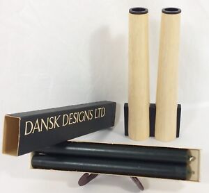 Dansk Wood Cast Iron Candlestick Holder 9 Vtg Mcm 2 Green Wax Candles 9 Nib