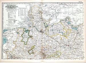 1899 German Empire Map Original Berlin Steamship Routes Railways Battlefields