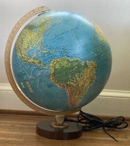 Replogle Globe World Horizon Series Lighted Raise Topography 12in Wood Base