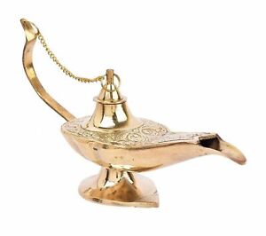 Lovely 10 Brass Aladdin Genie Oil Lamp Home Decor Incense Burner Collectibles