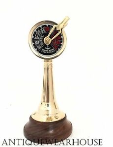 Nautical Solid Brass Telegraph With Wooden Base Vintage Marine Home Decorative