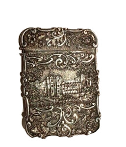 1841 Nathaniel Mills Sterling Silver Castle Calling Card Case Victorian Period 