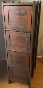Antique Weis Mission Arts Crafts Tiger Oak Wood 4 Drawer Library File Cabinet