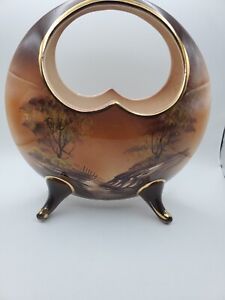 Antique 1905 Japanese Hand Painted Moon Heart Pocket Vase