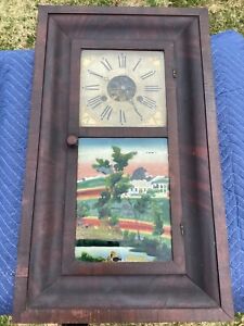 Antique 1800 S Extra Clocks Ws Johnson Time Keepers W Cast Iron Weights Key