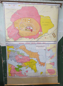 Vintage Denoyer Geppert Pull Down School Map B 6 B 7 1964 Boeotia Attica Athens