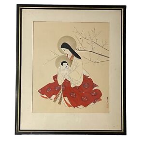 Japanese Madonna And Child Painting On Silk 16 5 X13 5 David Bendann S Fine Art