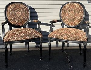 Pair Of Ethan Allen Paisley Upholstered Armchairs