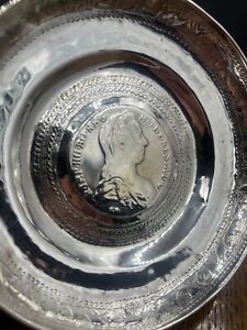 Silver Coin Dish Middle Eastern Decoration Dated 1780 83 Grams