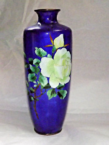 Antique Meji Japanese Signed Ginbari Cloisonn 9 75 Cobalt Floral Vase As Found