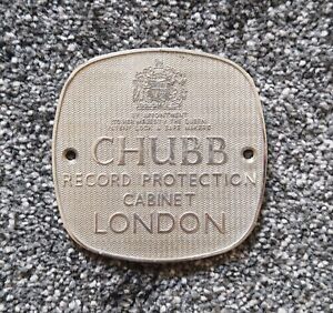 Vintage Chubb Record Protection Cabinet London Safe Plaque Reclaimed Salvage 
