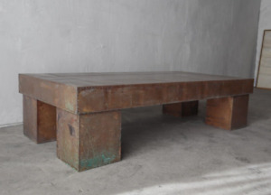 Patinated Copper Patchwork Coffee Table Sarreid
