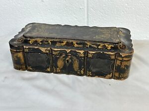 Antique 19th Century Chinese Lacquer Game Gaming Box Chinoiserie Decoration