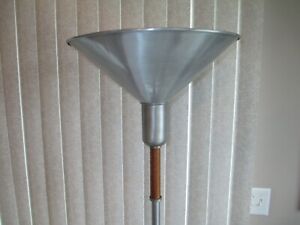 Mcm Vintage Floor Torchiere Lamp Spun Aluminum Brass Nickel