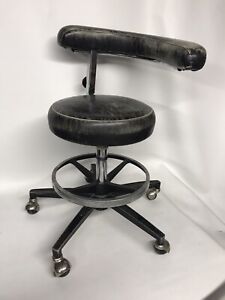 Industrial Chair Drafting Wheels Mcm Rolling Back And Arm Support Vintage Rare