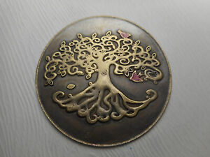 Large Tree Of Life W Red Birds Brass Button 2 