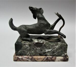 Rare Antique French Grand Tour Sculpture Of A Dog Fighting A Snake C 1890