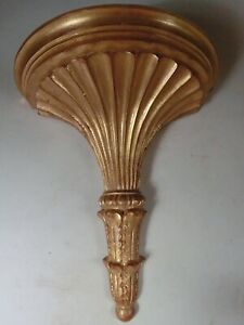 Xxl 15 Inch Tall Gold Gilt Fluted Wall Bracket Shelf Italy French Grand Style