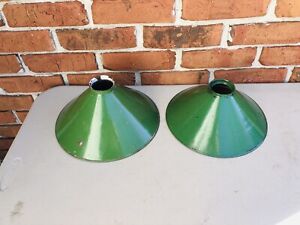 Antique Porcelain Enamel Industrial Light Shades 2 Green