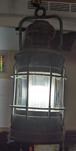 Perkins Marine Lamp Brass Standing Light Lantern C 1916 Swing Handle