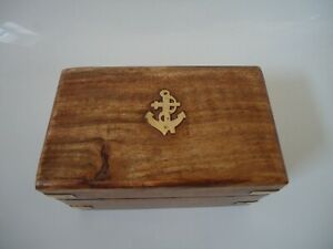 Small Treasure Sea Chest With Brass Anchor Gift Box Marine Nautical Wooden Box S