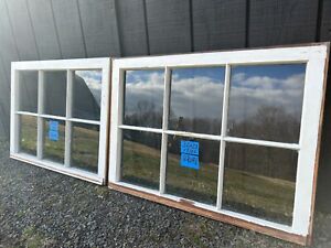 2 32 X 23 Vintage Window Sashes Old 6 Pane Frame From 1970s Arts Craft