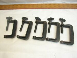 Set 5 Antique Iron Quilting Frame Clamps Bed Spread Blanket Quilter Tool Sewing