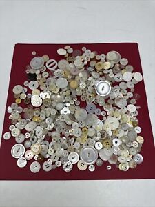 Huge Antique Vtg Button Lot Buttons Mother Of Pearl Stone Bakelite White Clear