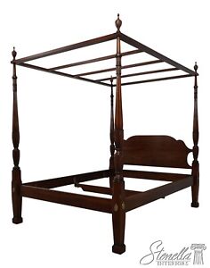 62174ec Statton Queen Size Cherry Rice Carved Canopy Poster Bed